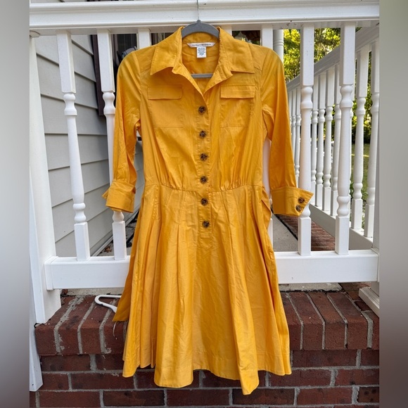 Diane Von Furstenberg Dresses & Skirts - Diane Von Furstenberg Vintage Yellow Classic Pleated Dress Size 4 Women’s